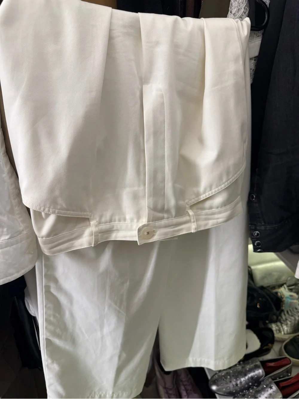 CHANEL Cream Straight-Leg Trousers